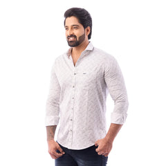 Grey Satin Pattern Printed Shirt For Men - 7411