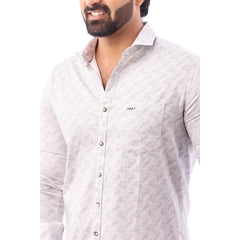 Grey Satin Pattern Printed Shirt For Men - 7411