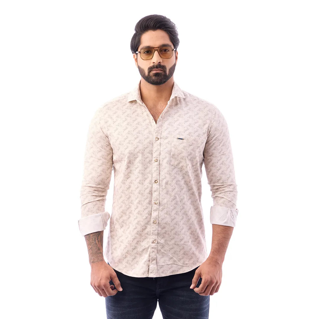 Grey Satin Pattern Printed Shirt For Men - 7411