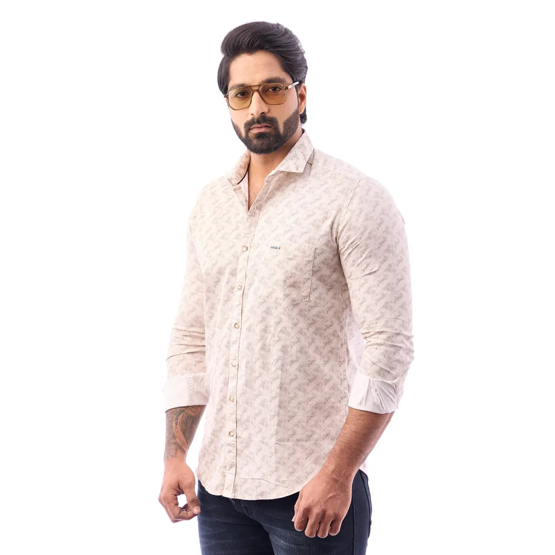 Grey Satin Pattern Printed Shirt For Men - 7411