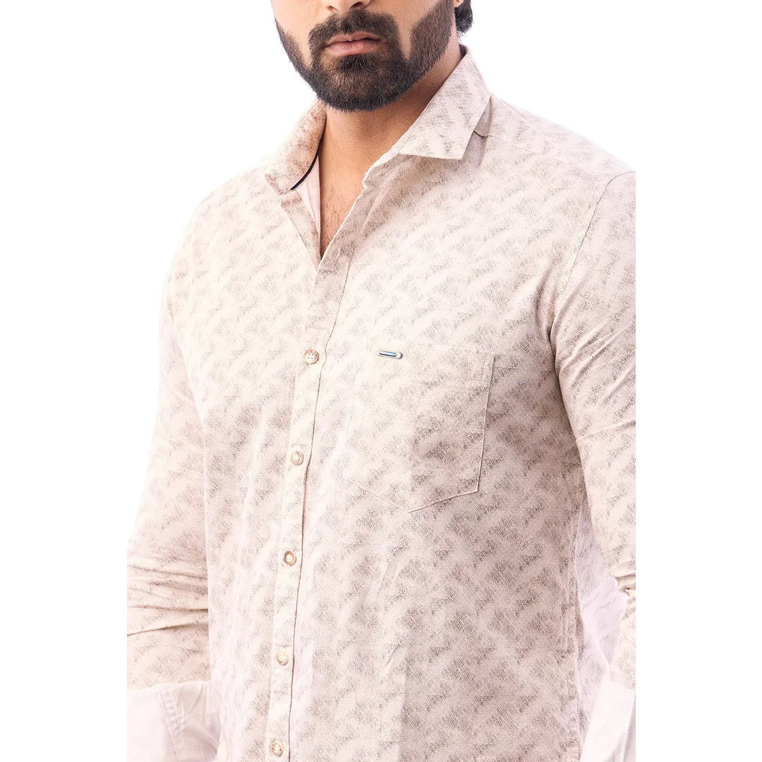 Grey Satin Pattern Printed Shirt For Men - 7411