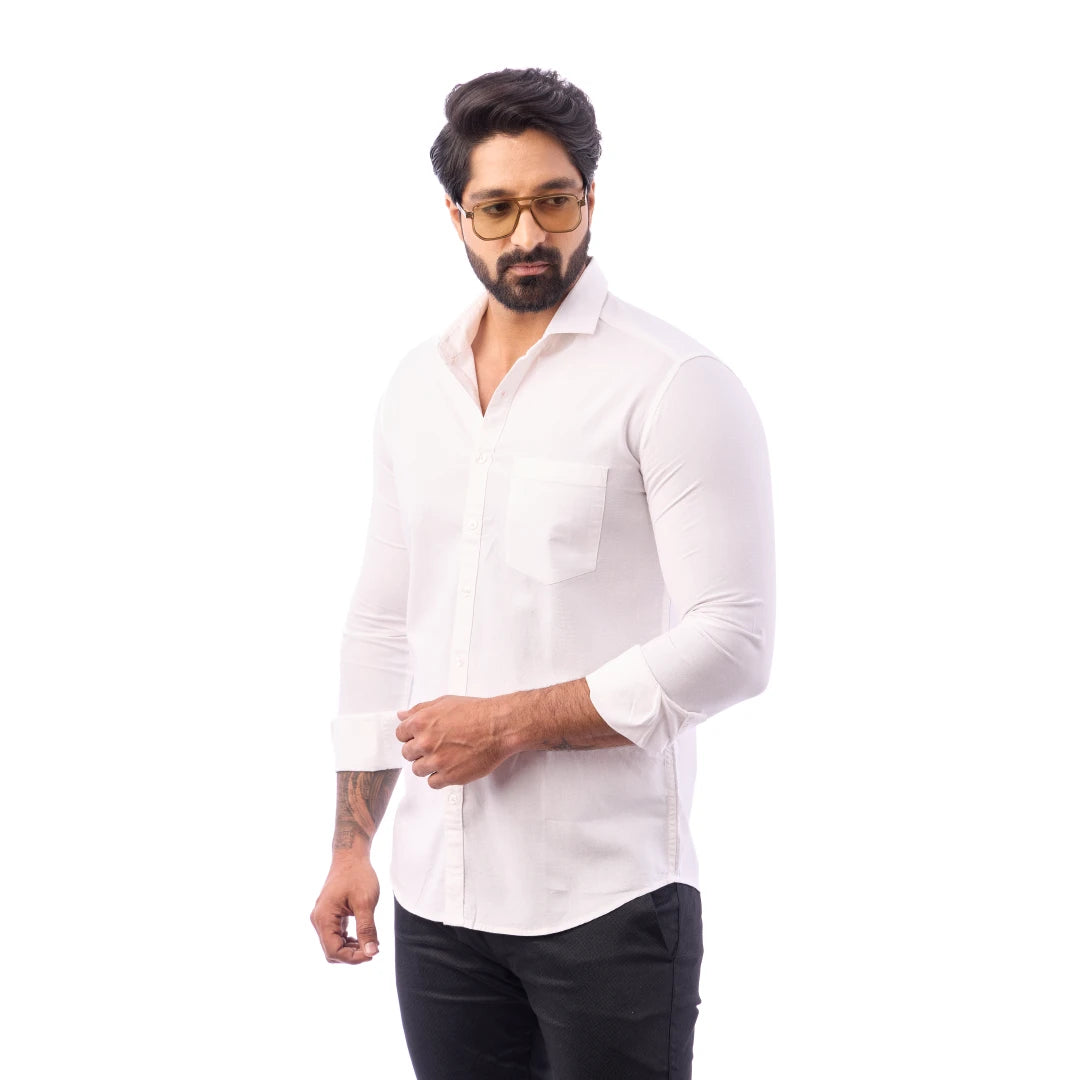 Black Oxford Plain Shirt For Men - 7438