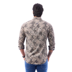 Grey Dobby Printed Shirt For Men - 7443