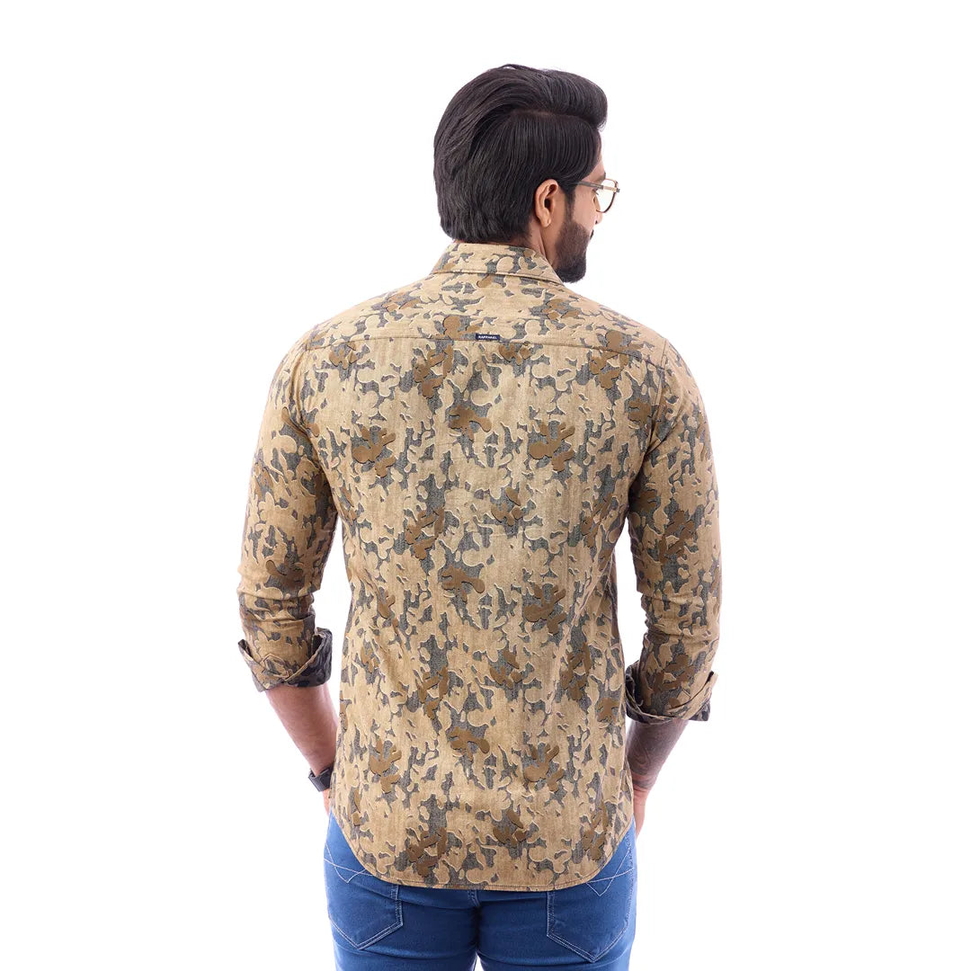 Grey Dobby Printed Shirt For Men - 7443