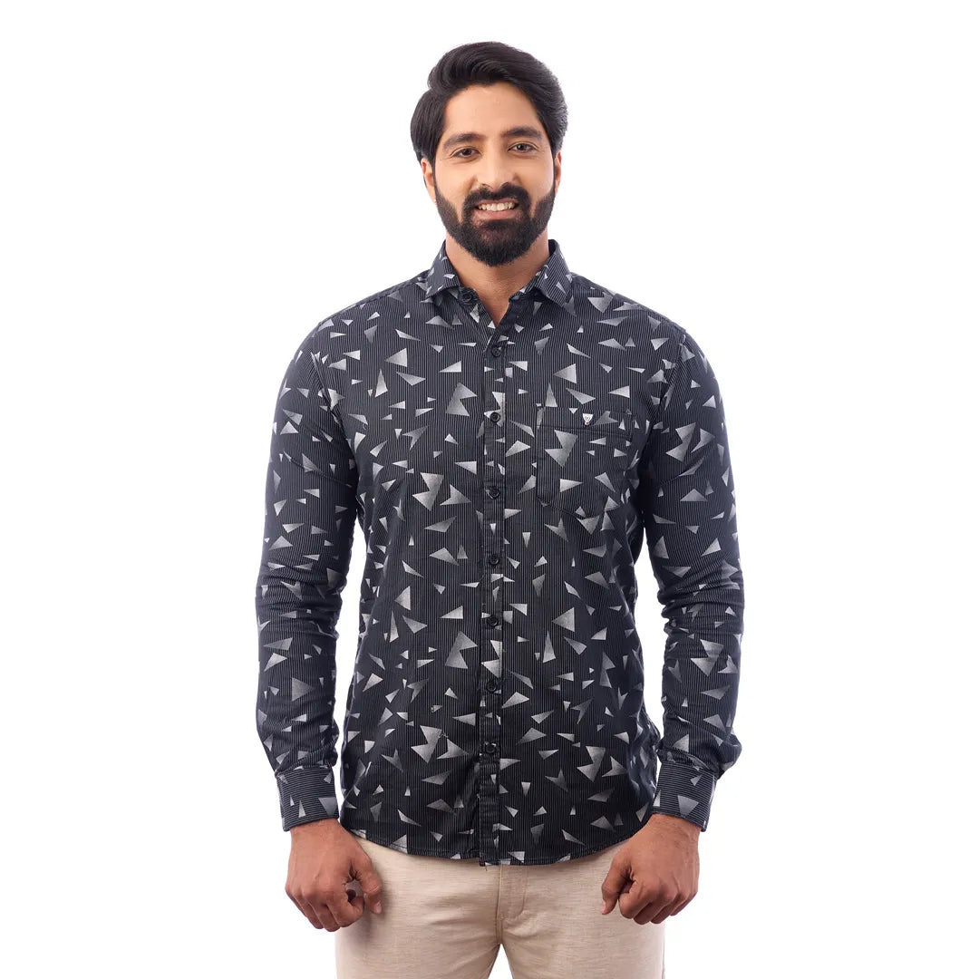 Black Laffer Printed Shirt For Men - 7445