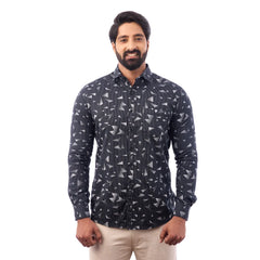 Black Laffer Printed Shirt For Men - 7445