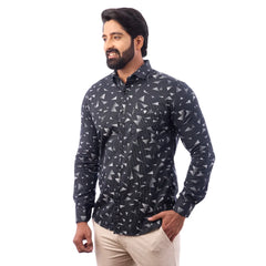 Black Laffer Printed Shirt For Men - 7445