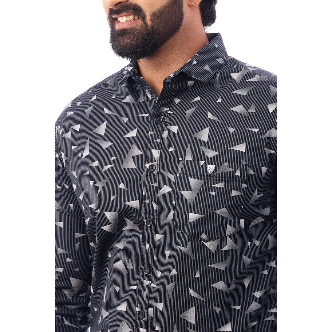 Black Laffer Printed Shirt For Men - 7445