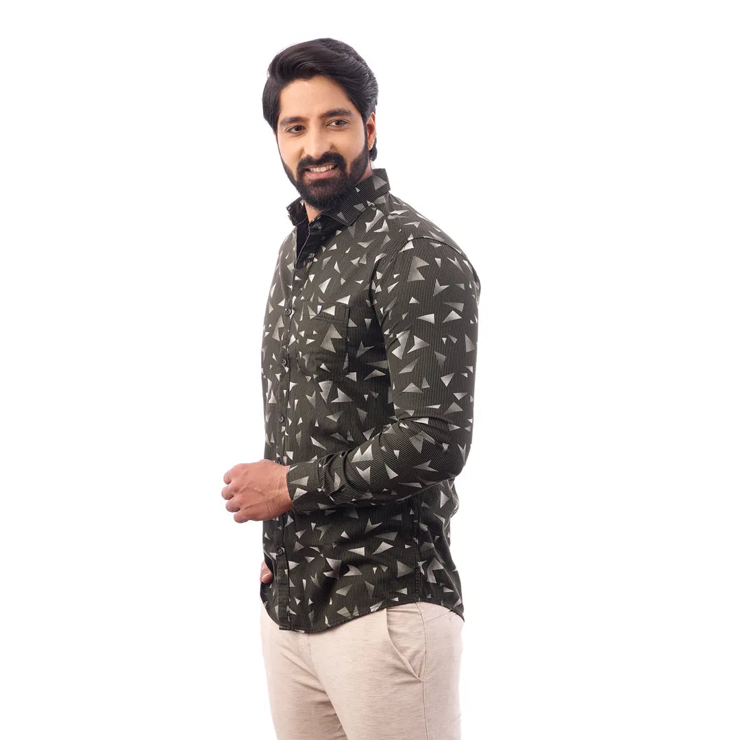 Black Laffer Printed Shirt For Men - 7445