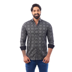 Grey Twill Printed Shirt For Men - 7453