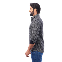 Grey Twill Printed Shirt For Men - 7453