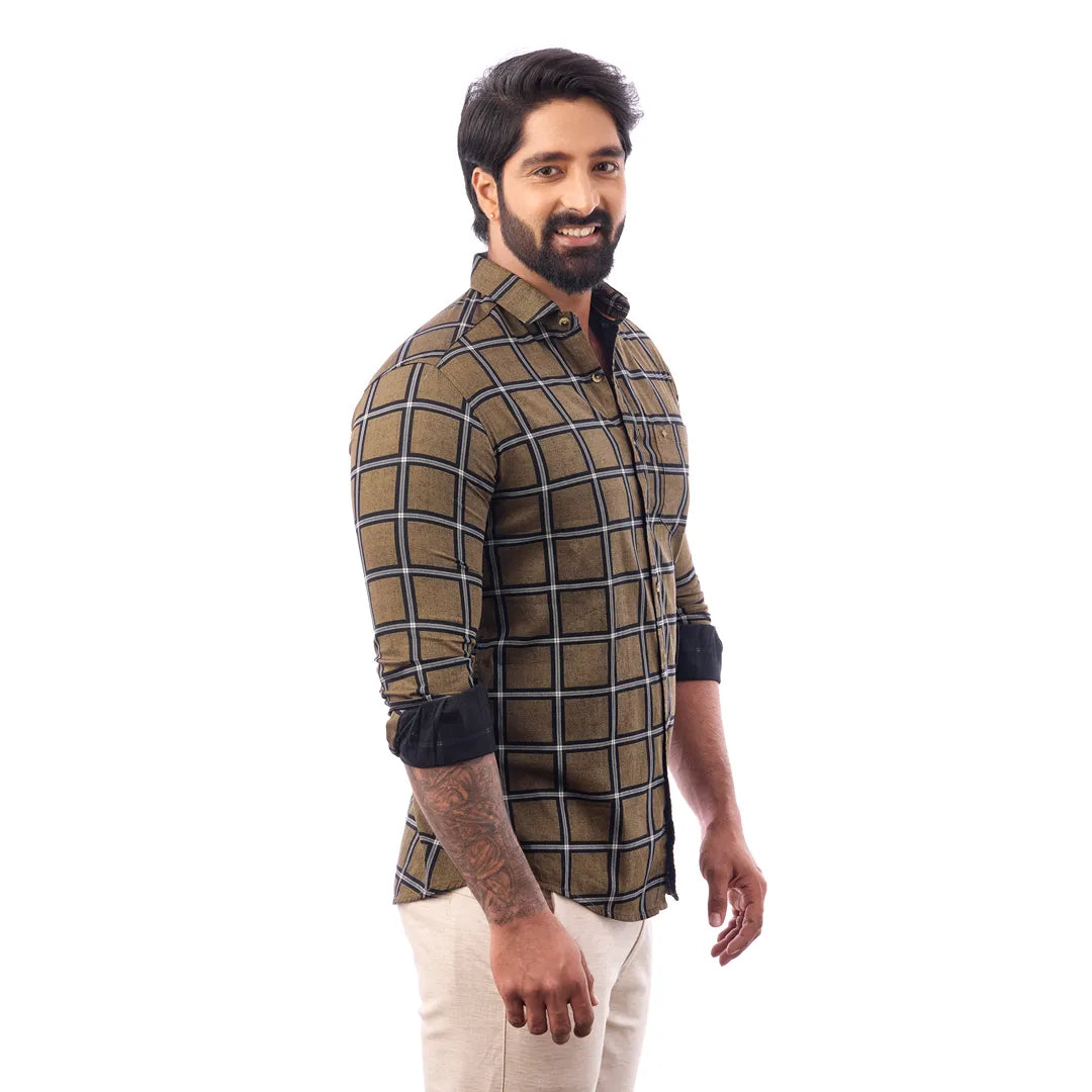 Grey Twill Printed Shirt For Men - 7453