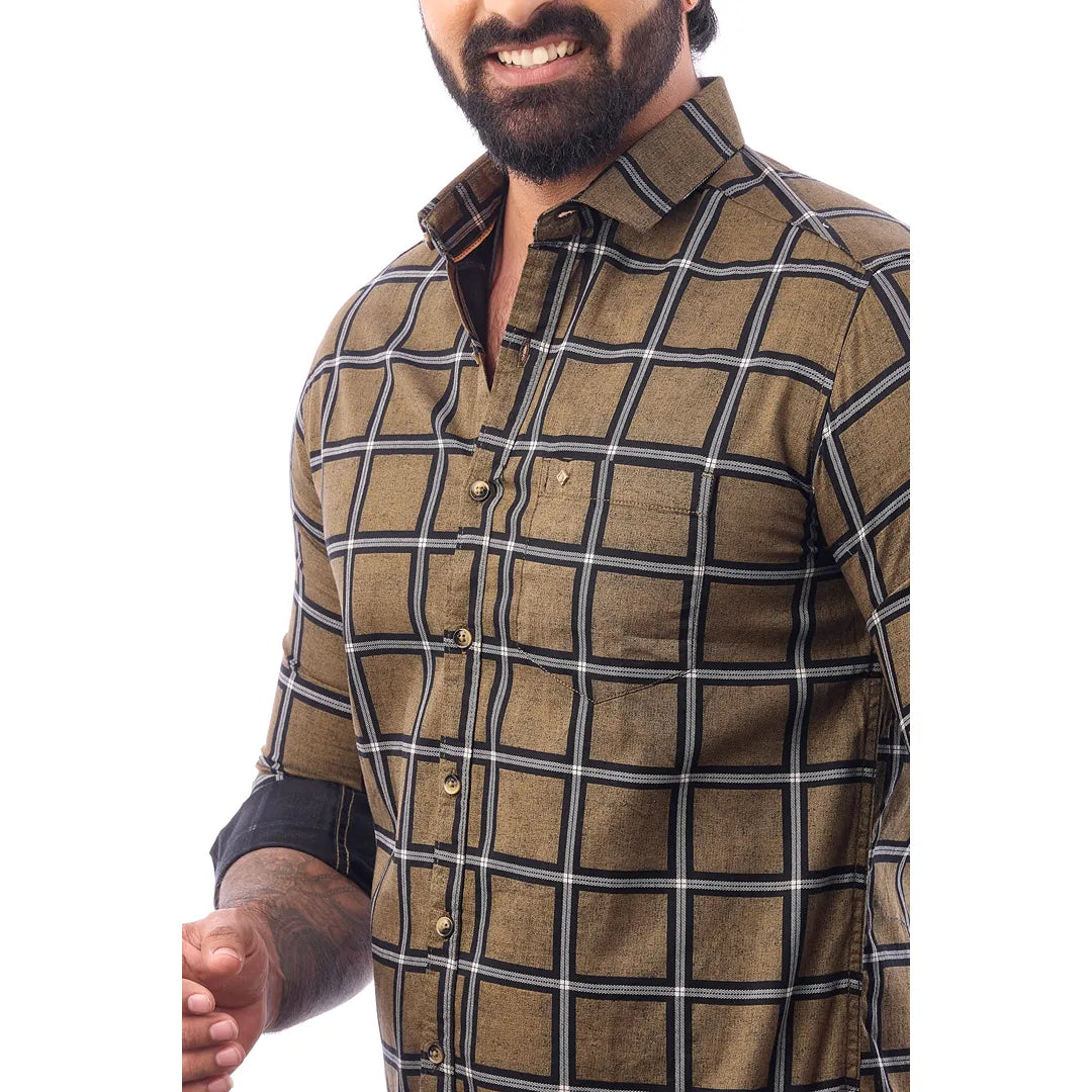 Grey Twill Printed Shirt For Men - 7453