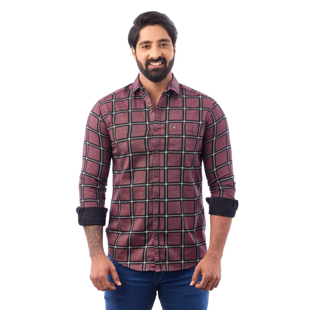 Grey Twill Printed Shirt For Men - 7453