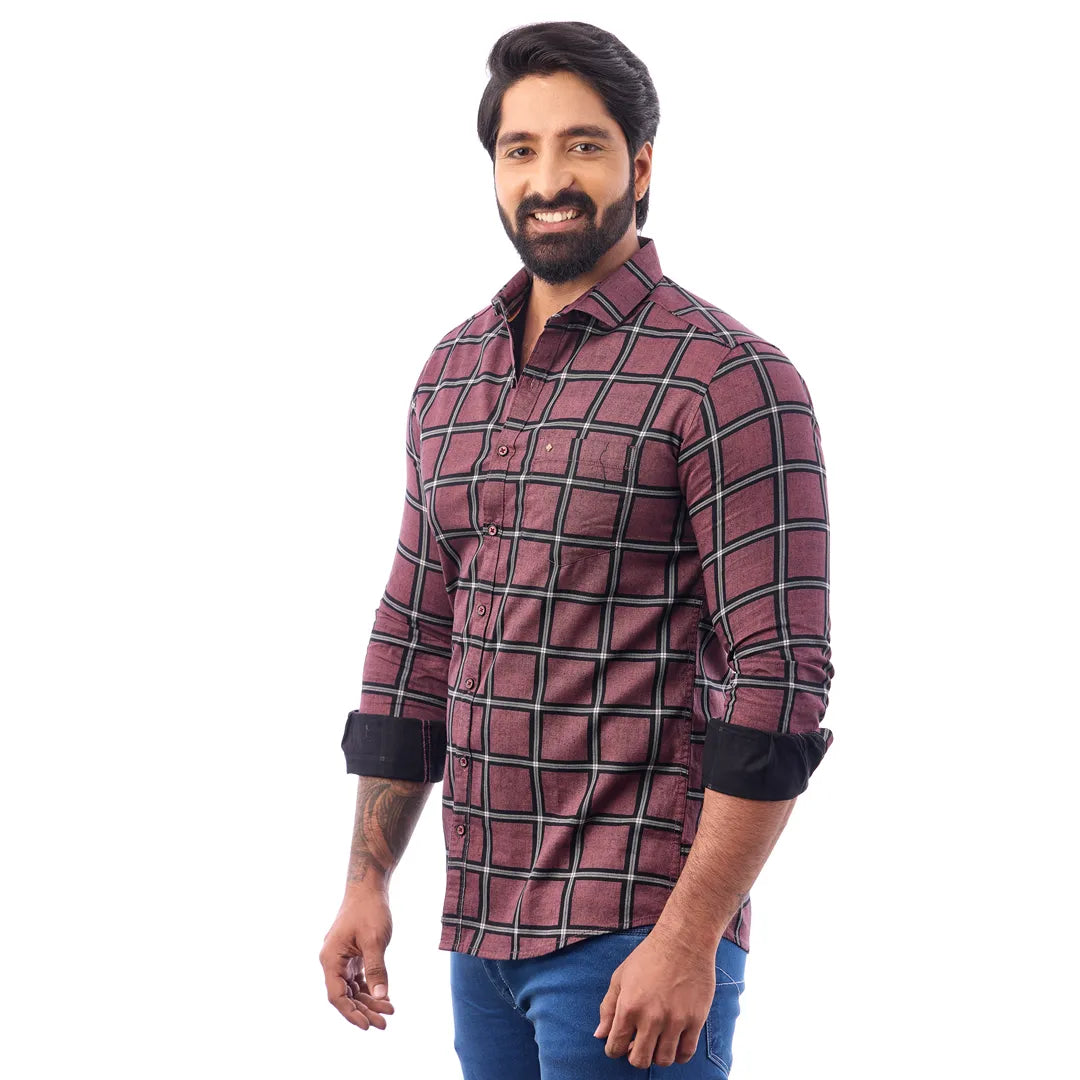 Grey Twill Printed Shirt For Men - 7453