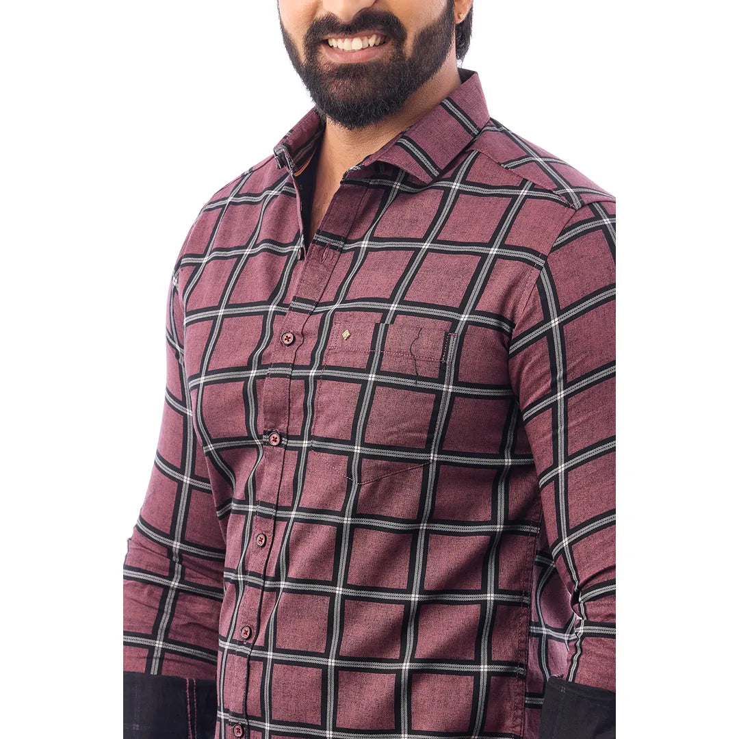 Grey Twill Printed Shirt For Men - 7453