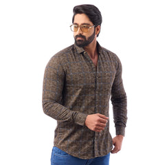 Khakki Twill Printed Shirt For Men - 7455