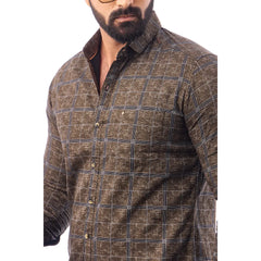 Khakki Twill Printed Shirt For Men - 7455