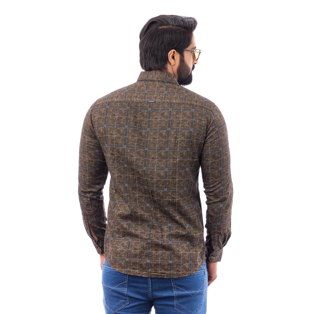 Khakki Twill Printed Shirt For Men - 7455