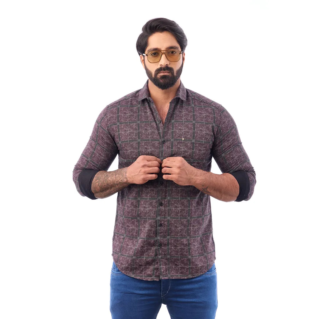 Khakki Twill Printed Shirt For Men - 7455