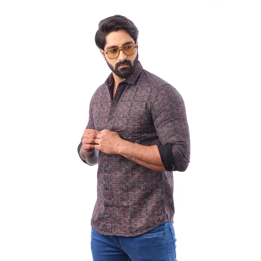 Khakki Twill Printed Shirt For Men - 7455