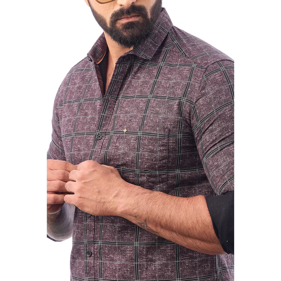 Khakki Twill Printed Shirt For Men - 7455