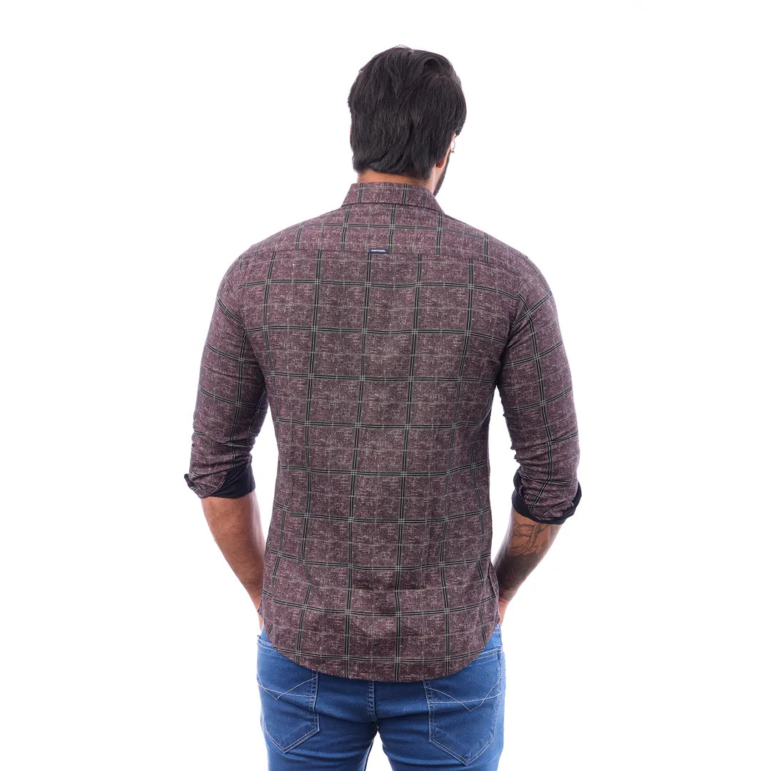 Khakki Twill Printed Shirt For Men - 7455