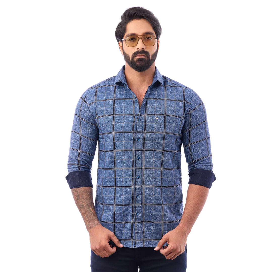 Khakki Twill Printed Shirt For Men - 7455