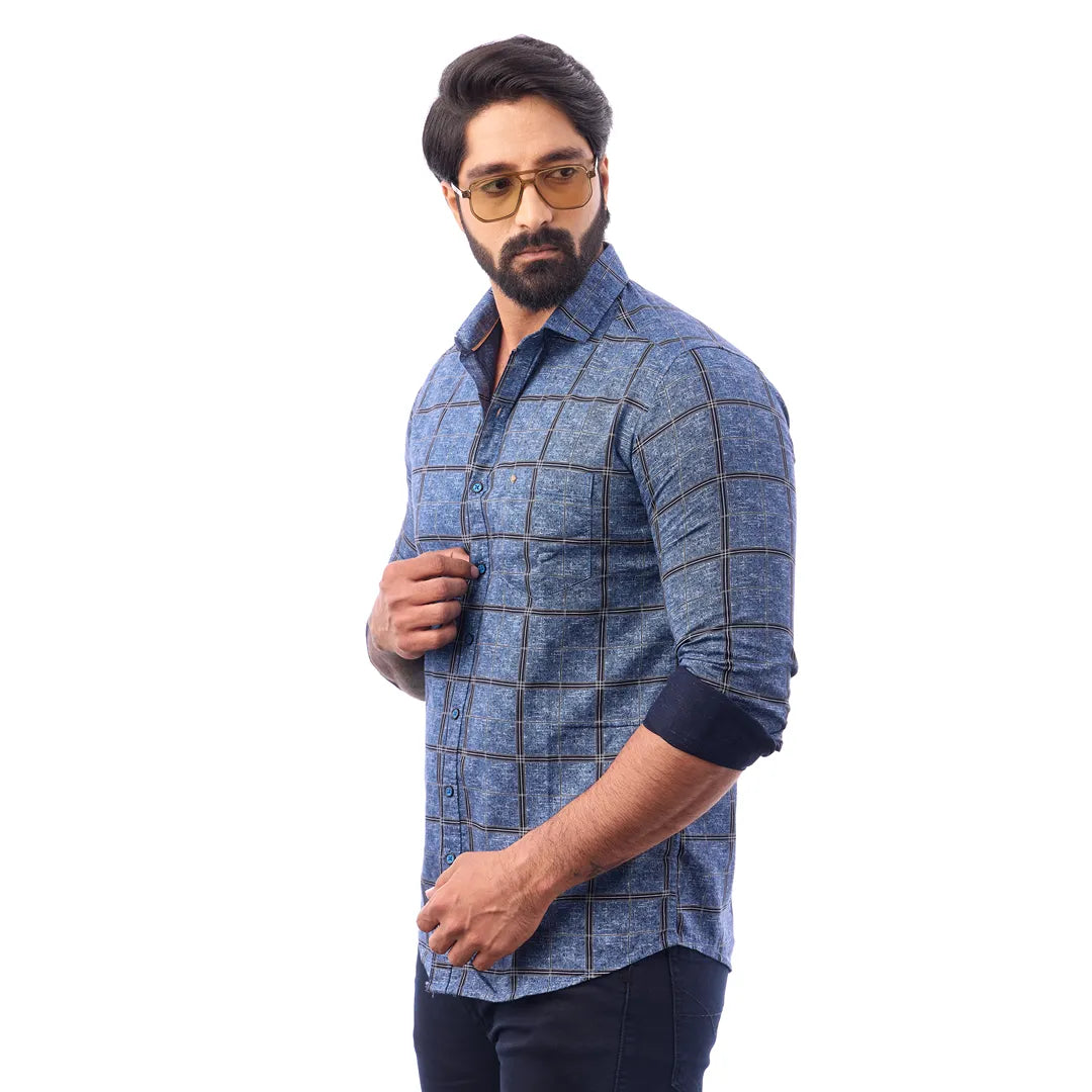 Khakki Twill Printed Shirt For Men - 7455