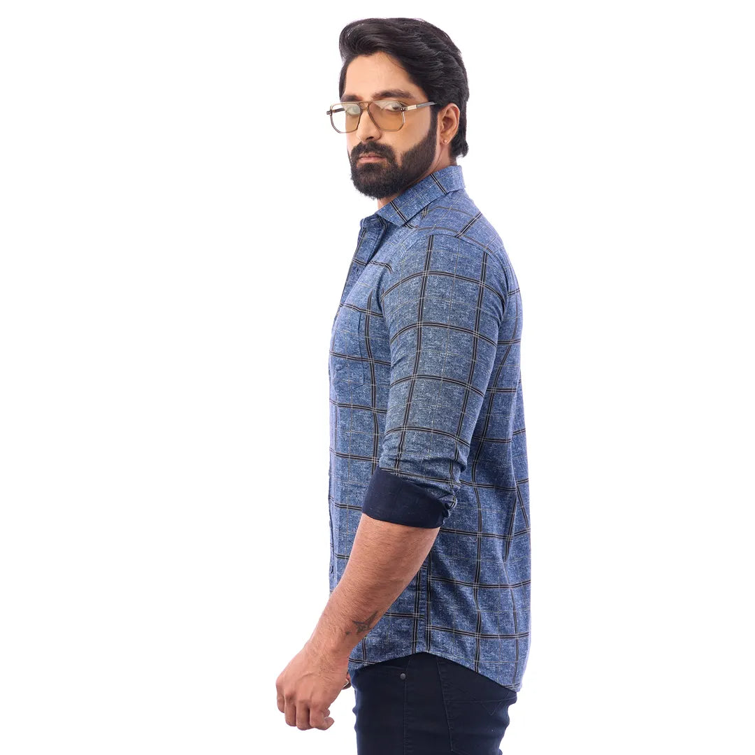 Khakki Twill Printed Shirt For Men - 7455