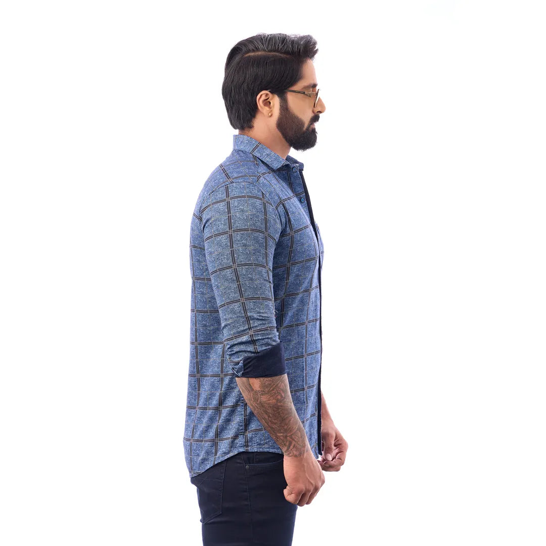 Khakki Twill Printed Shirt For Men - 7455