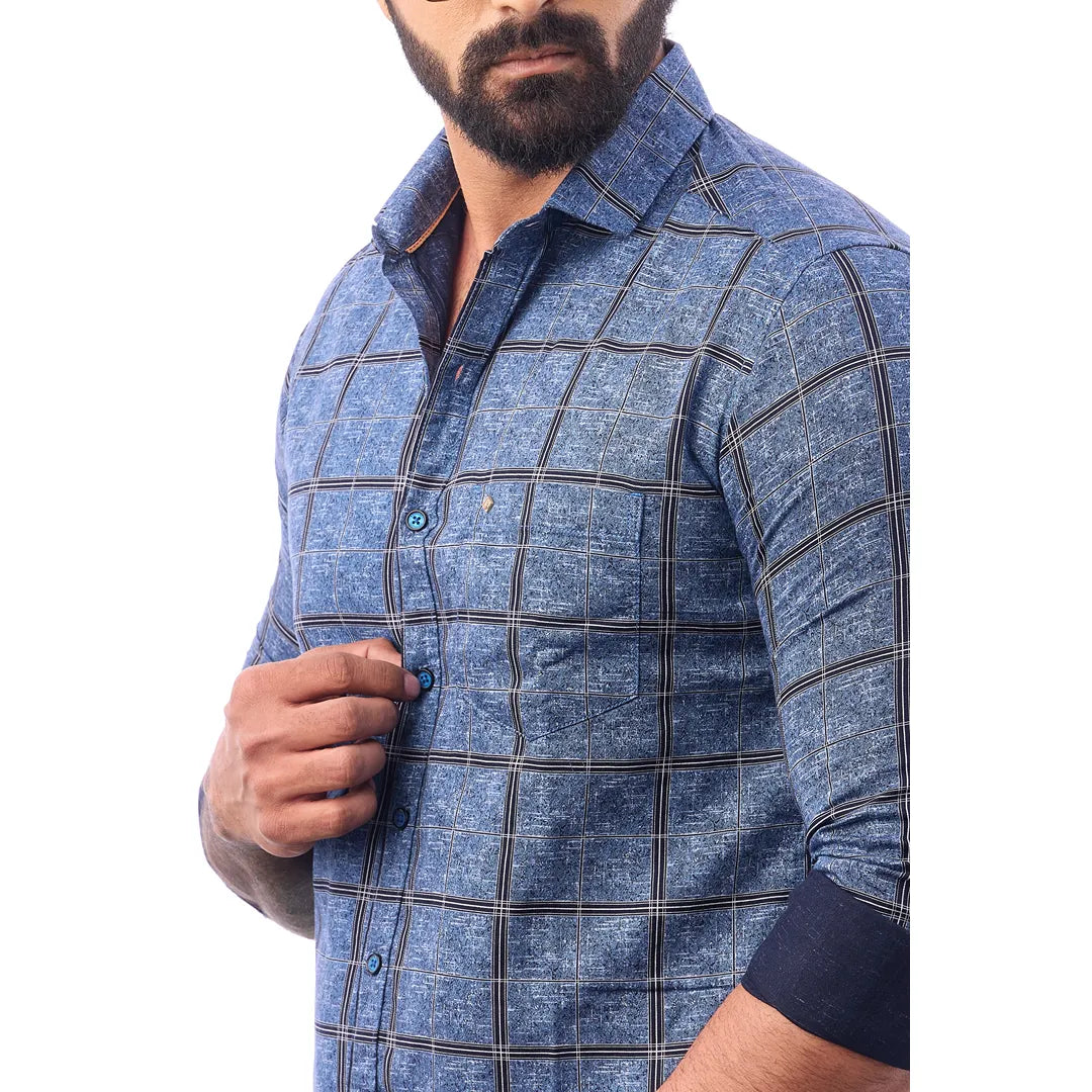 Khakki Twill Printed Shirt For Men - 7455