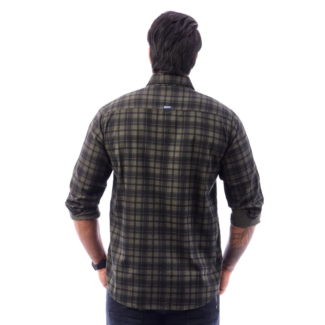 Men Blue Twill Checked Shirt - 7462