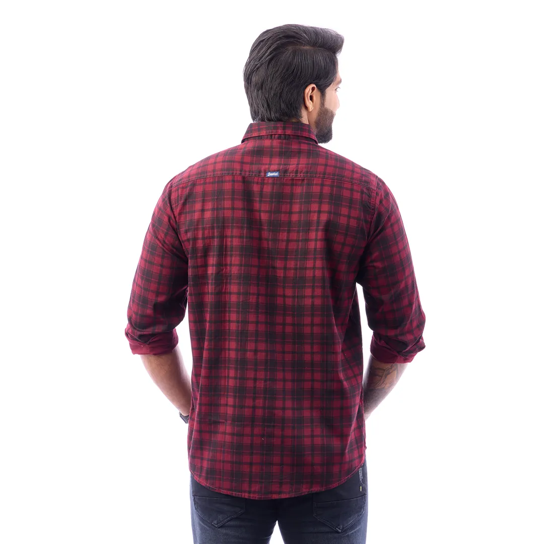 Men Blue Twill Checked Shirt - 7462