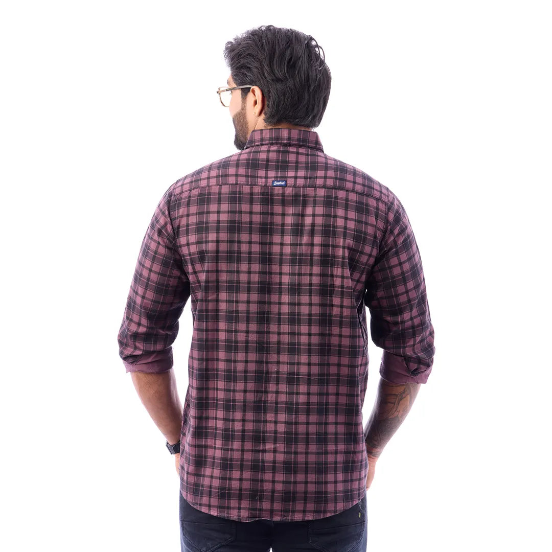 Men Blue Twill Checked Shirt - 7462